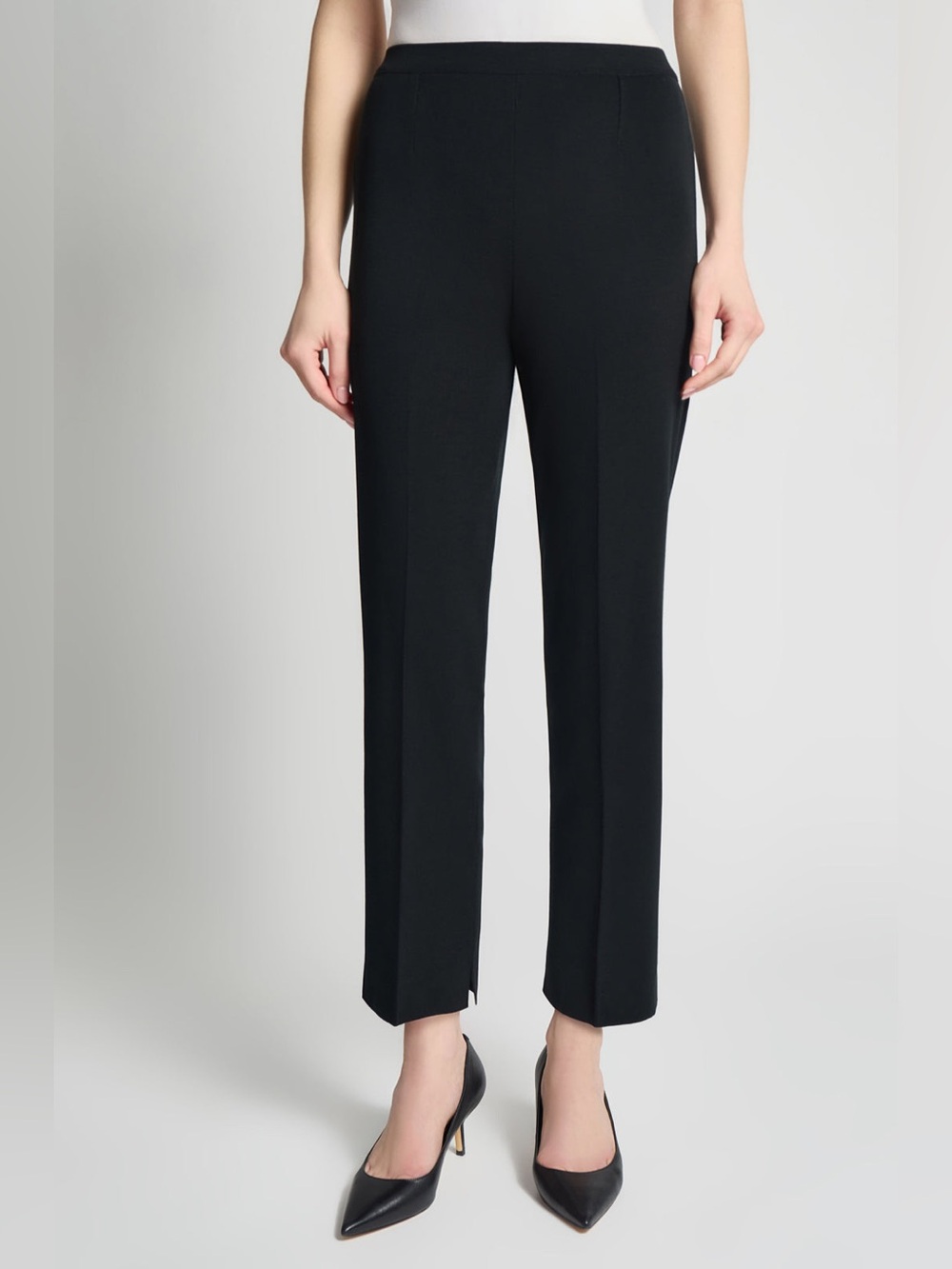 Ming Wang Black Knit Straight Leg Ankle Pants Size L